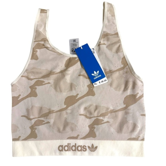 adidas Other - Adidas Originals Beige Camo Longline Bralette Crop Tank Top US XL NWT